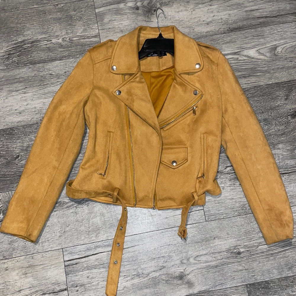 Yellow mustard utility jacket suede